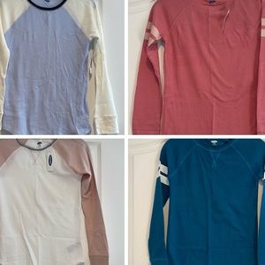 NWT old navy girls long sleeve waffle tees BUNDLE of 4 different colors